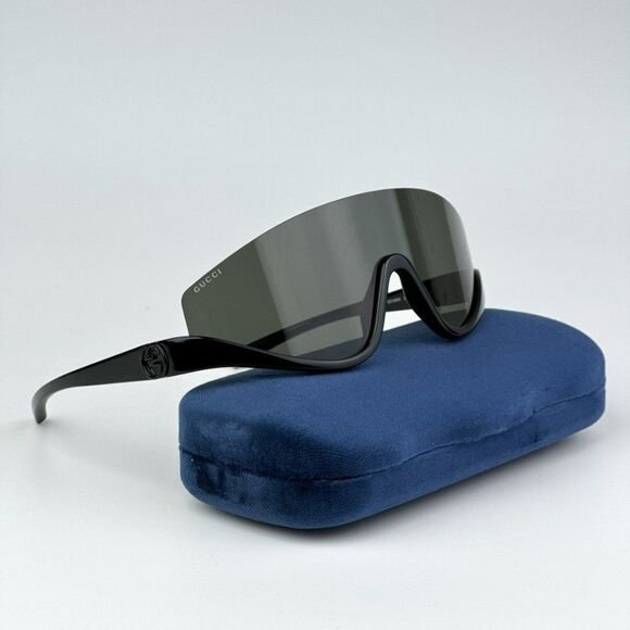 NEW Gucci GG1650S 001 Black Grey Unisex Shield Mask Sunglasses GG 1650S